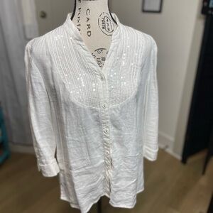 JM Collection White Textured Blouse